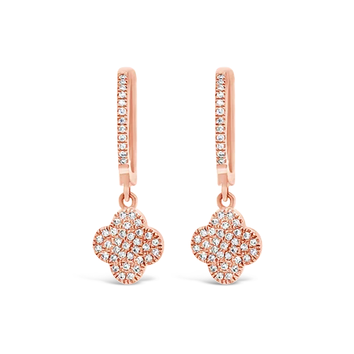 Sparkling crystal earrings for glamorous occasions-Diamond Clover Dangle Earrings