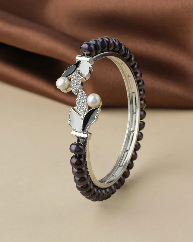 Bangles with geometric patterns for modern style-Elegant and classy Pearl Bangle