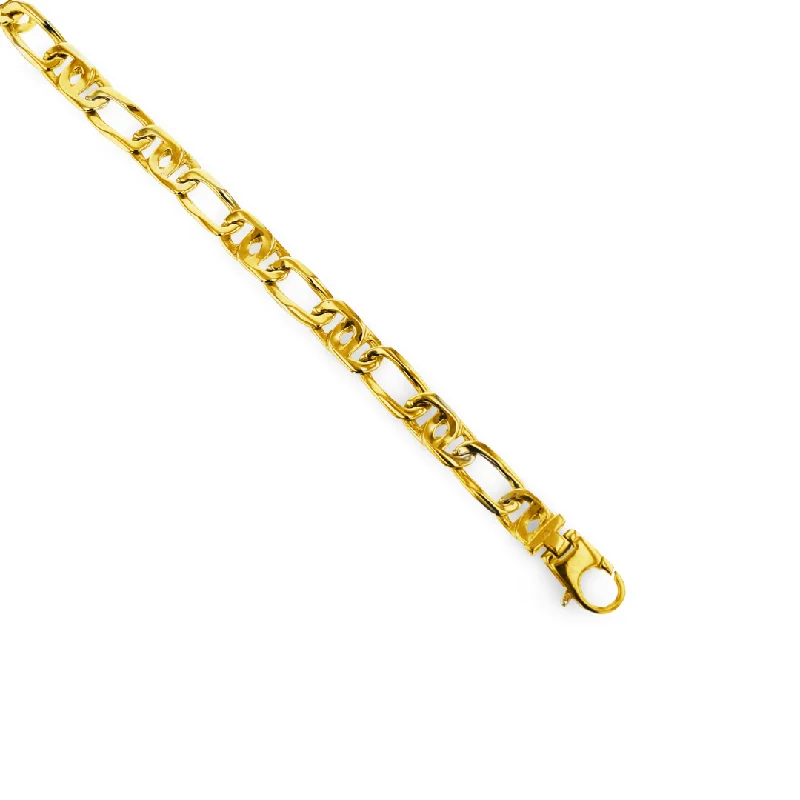 Gold-plated bracelets for a luxury look-14KT YELLOW GOLD 8.2MM MEN'S ANCHOR LINK BRACELET