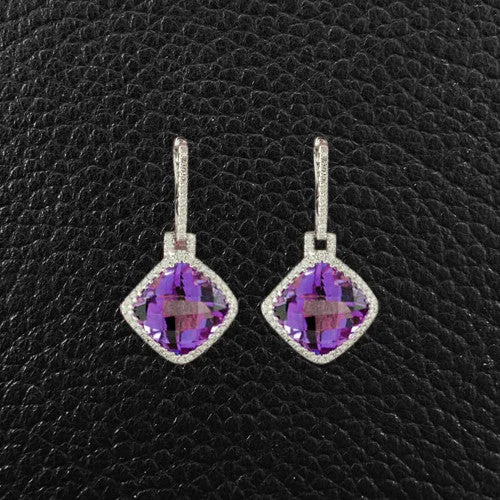 Butterfly motif earrings for a cute and playful look-Amethyst & Diamond Dangle Earrings