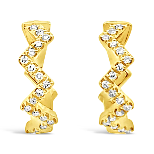 Colorful enamel earrings for a fun and lively look-Diamond Zig Zag Earrings