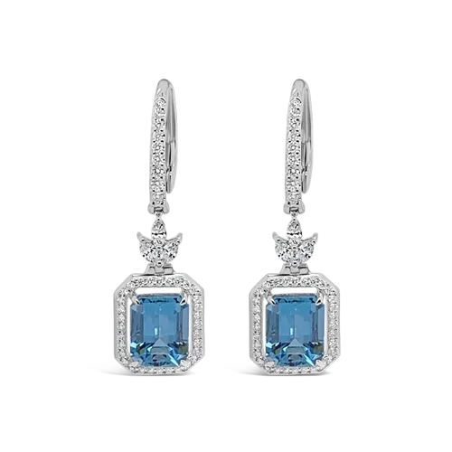 Sparkly stud earrings for adding glamour to your look-Aquamarine & Diamond Dangle Earrings