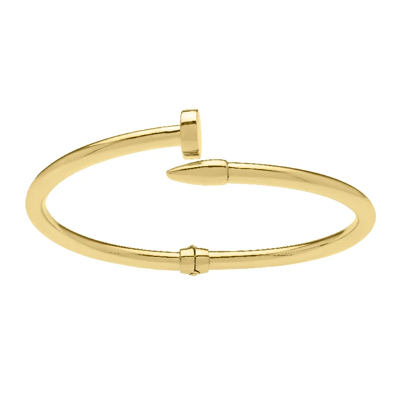 Leather bracelets for rugged charm-14K Bypass Nail Bangle