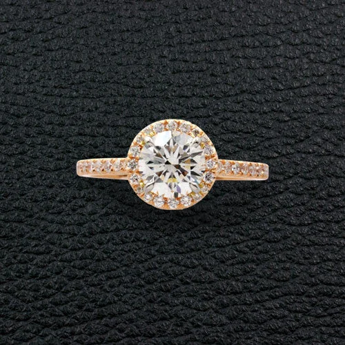 Trendy birthstone rings for stylish gifts-Rose Gold & Diamond Engagement Ring