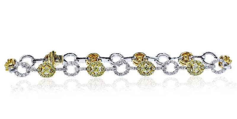 Adjustable clasp bracelets for comfort and style-JULEVE 18KT WHITE & YELLOW GOLD 2.67CTW DIAMOND BRACELET