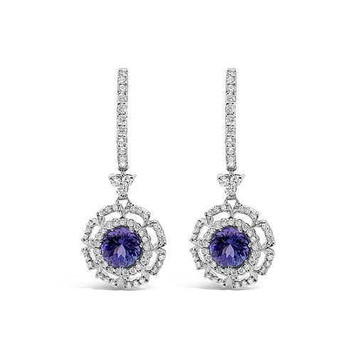 High-fashion earrings for red carpet events-Tanzanite & Diamond Dangle Earrings