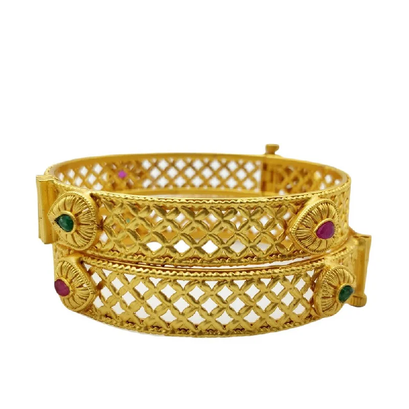 Chunky bangles for a bold, modern look-Choice Gold Plated Pota Stone Bangles Set