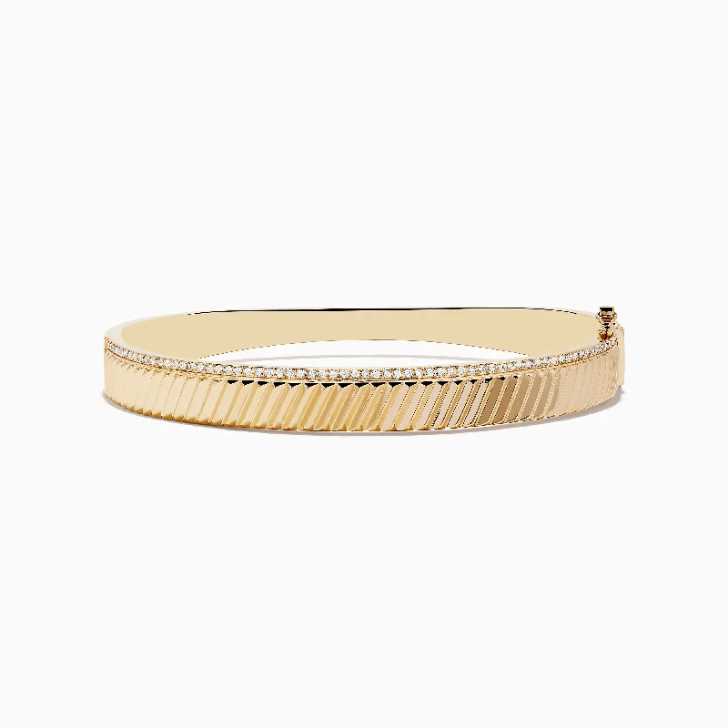 Handcrafted bracelets for unique designs-Men's 14K Yellow Gold Diamond Bangle 0.51 TCW