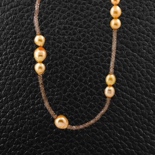 Custom charm necklaces for a personal look-Golden Pearl & Smoky Quartz Necklace