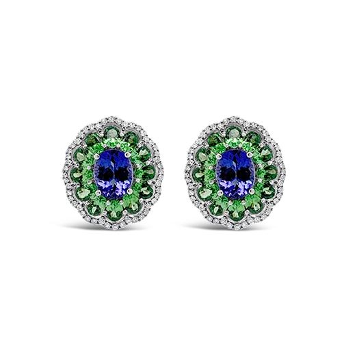 Statement ear cuffs for trendy looks-Tanzanite, Tsavorite & Diamond Earrings