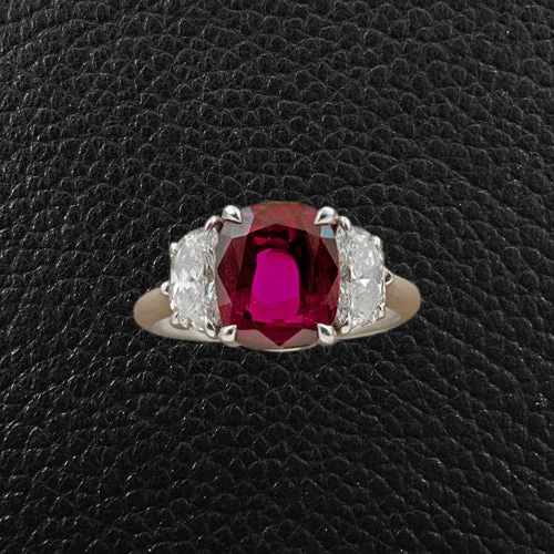 Birthstone rings for special occasions-Cushion cut Ruby & Diamond Ring