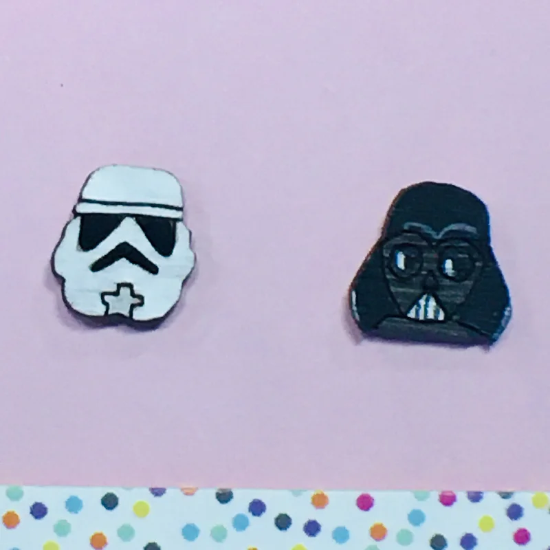 Unique bar earrings for an edgy vibe-Studs: Trooper Vader