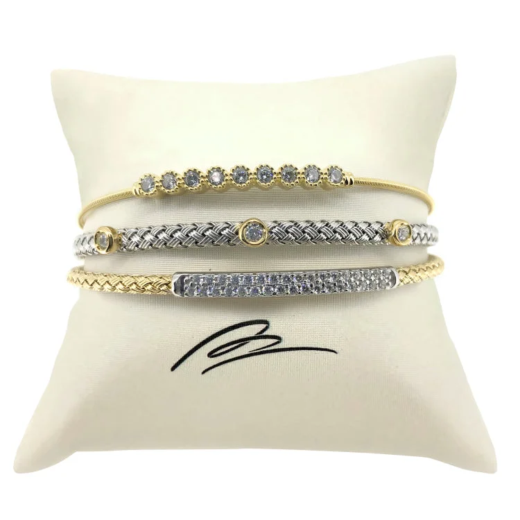 Unique statement bracelets for fashion-forward looks-Basket Weave Stack