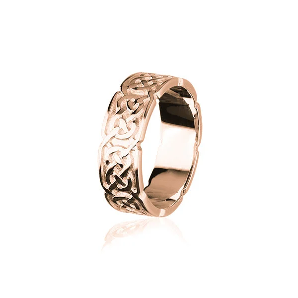 Bold cocktail rings for evening parties-Celtic Rose Gold Ring RXR126