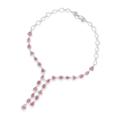 Heart pendant necklaces for a romantic gesture-Pink Sapphire & Diamond Necklace