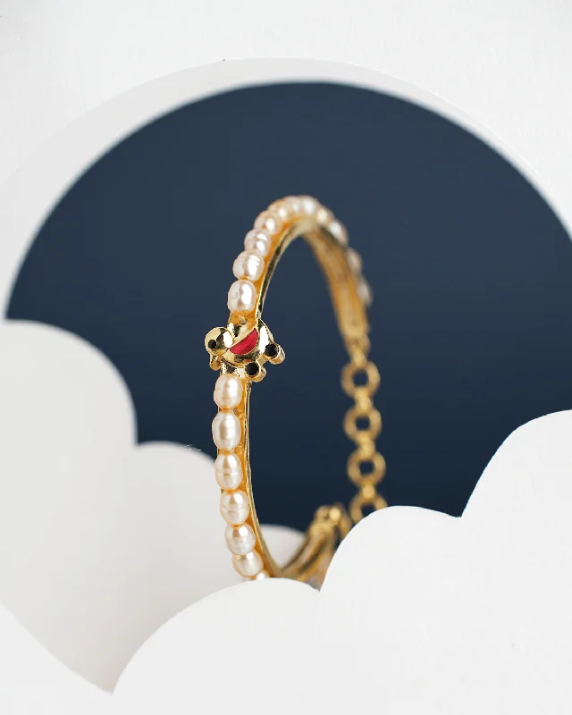 Custom design bangles for a personal touch-Little Duck Pearl Bangle for kids