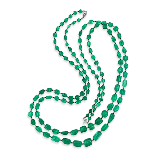 Birthstone pendant necklaces for custom gifts-Emerald Bead & Diamond Necklace