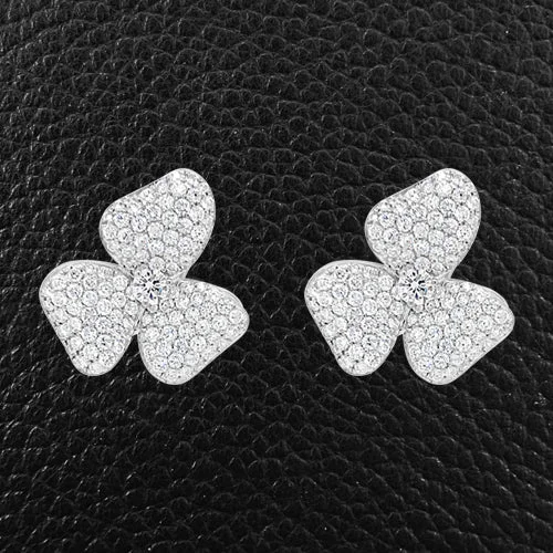 Gold-plated earrings with a chic design-Diamond Flower Earrings