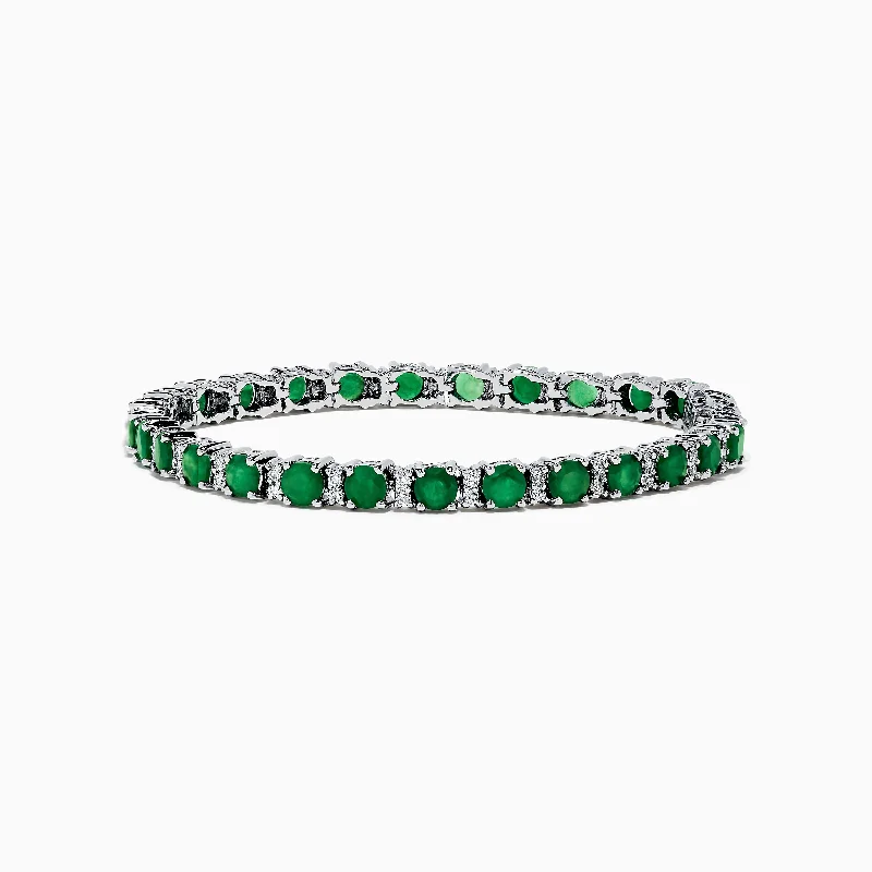 Simple gold bracelets for elegant simplicity-Brasilica 14K White Gold Emerald Tennis Bracelet