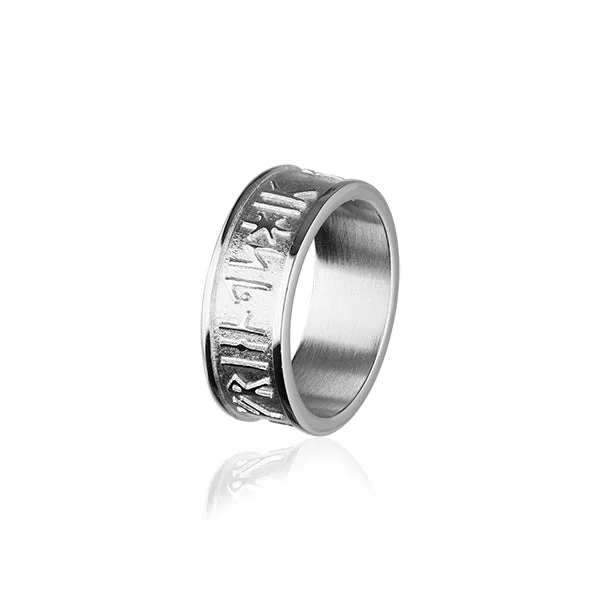 Birthstone rings for special occasions-Runic Silver Ring R236