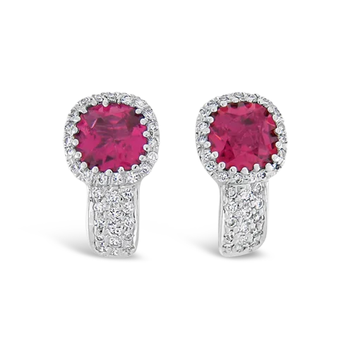 Classic pearl earrings for elegant occasions-Rubellite & Diamond Earrings