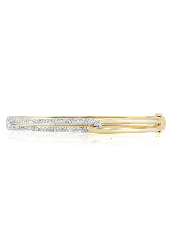 Gold-plated bracelets for a luxury look-Duo 14K Yellow and White Gold Diamond Bangle, 0.60 TCW