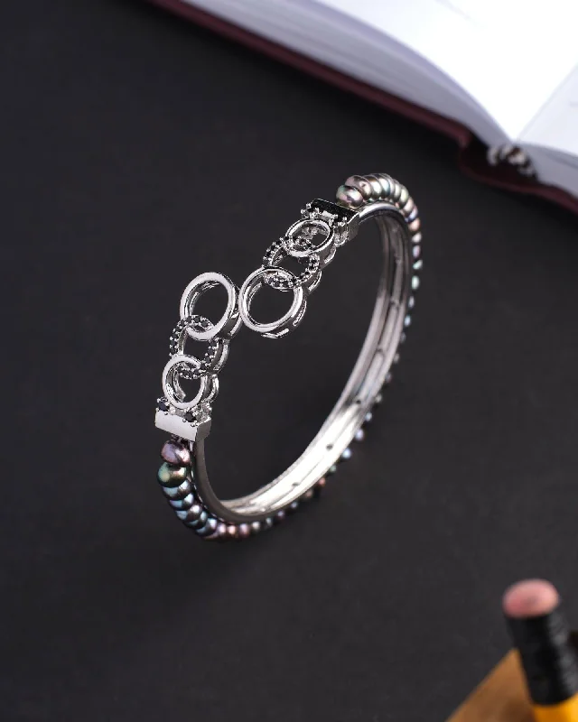 Adjustable bangles for a perfect fit-Trendy Black Pearl Bangle