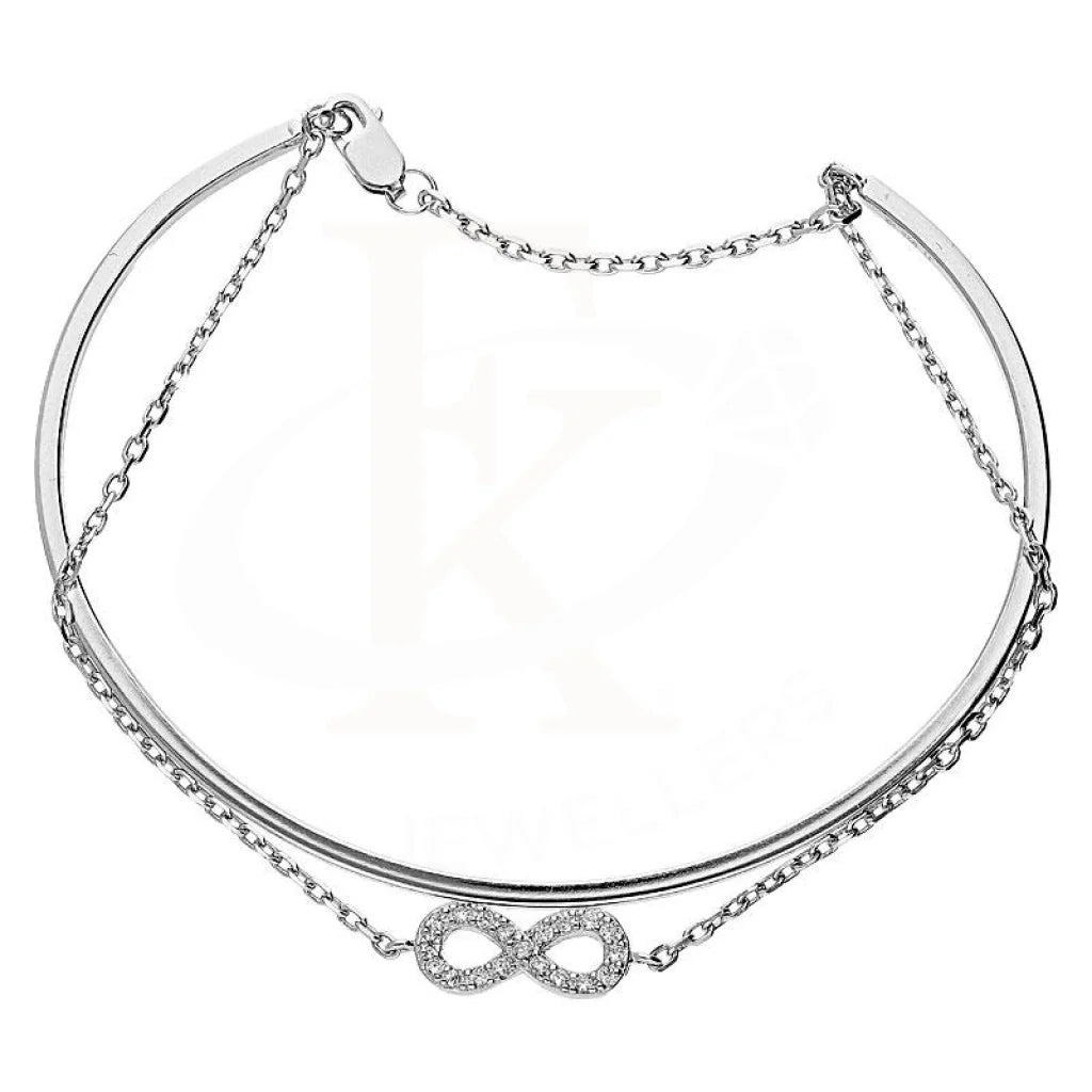 Personalized bangle sets for custom gifts-Sterling Silver 925 Infinity with Chain Bangle - FKJBNGSL1885