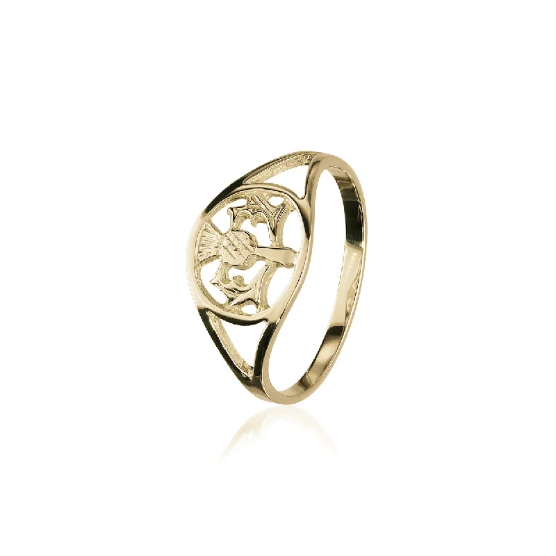 Romantic heart-shaped rings for special gifts-Thistle Gold Ring GR75