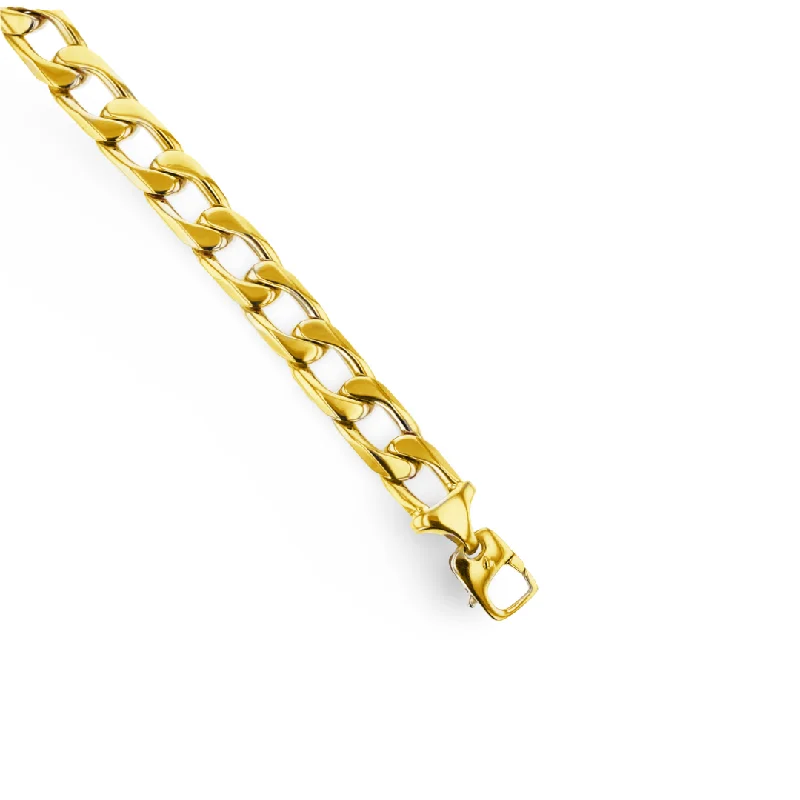 Custom logo bracelets for branded merchandise-14KT YELLOW GOLD 12MM MEN'S CURB LINK BRACELET