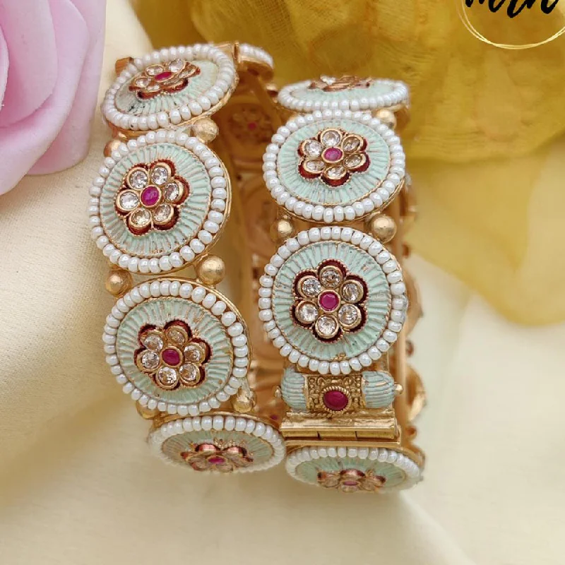 Vintage bangles for classic beauty-Jewel Addiction Copper Rajwadi Finish Openable Bangles Set