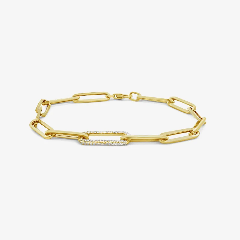 Modern designer bracelets for high-fashion looks-Paper Clip Diamond Link Bracelet