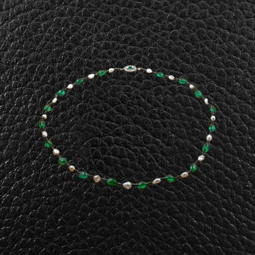 Handmade necklaces for one-of-a-kind designs-Emerald & Pearl Necklace