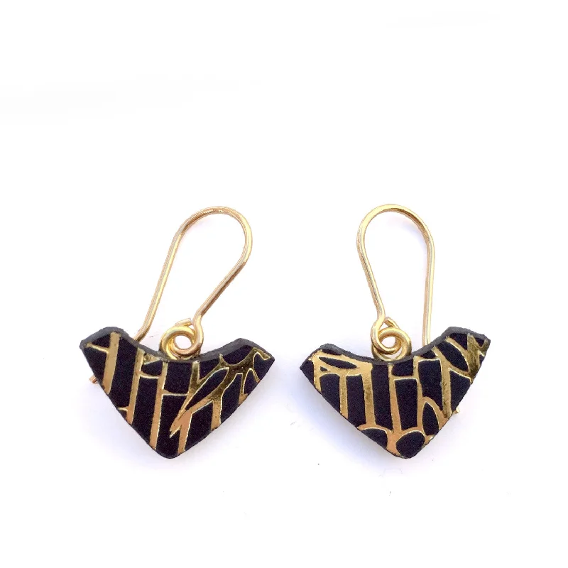 Multi-stone earrings for vibrant looks-PRINTED LEATHER ARC . hook earrings