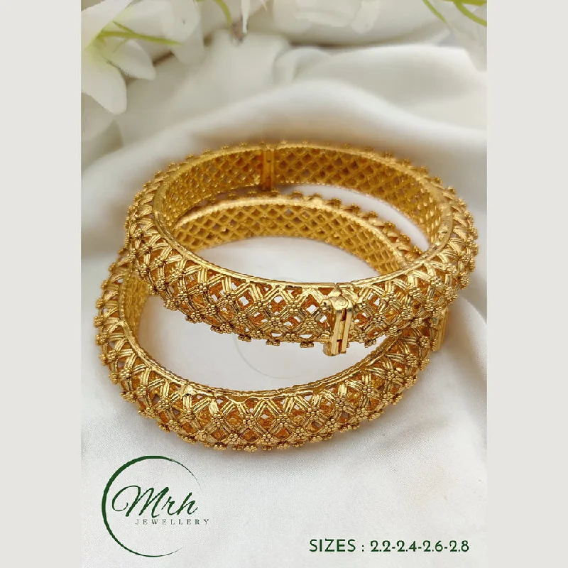 Elegant gold bangles for special occasions-Jewel Addiction Copper Gold Plated Bangles Set