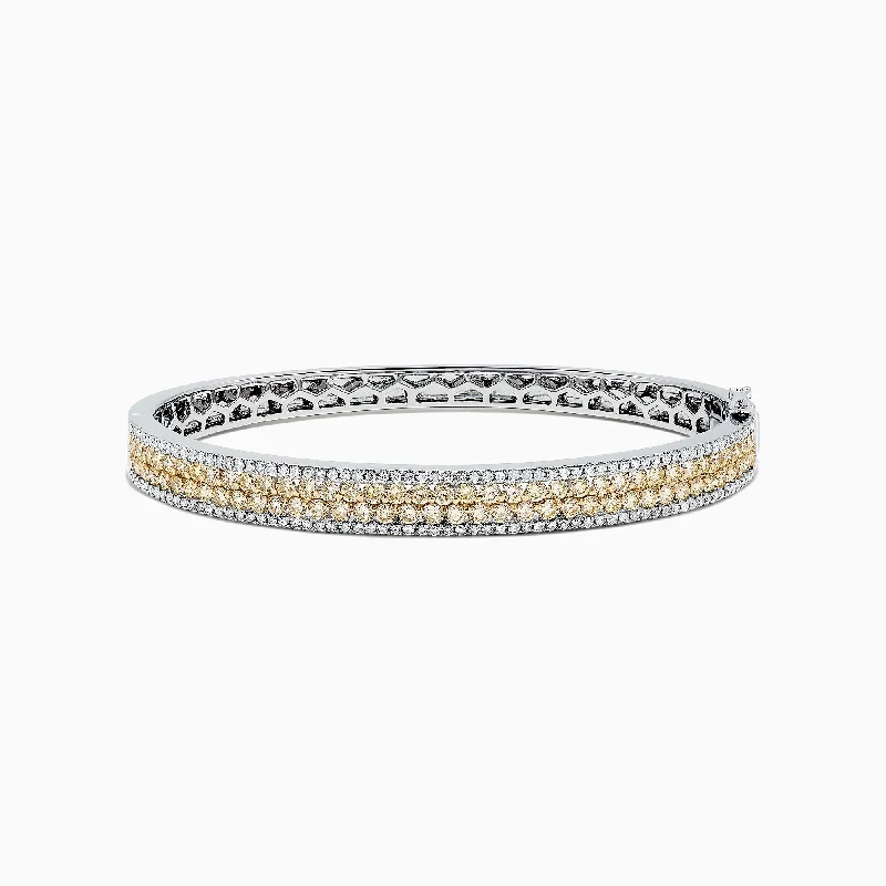 Leather and metal bracelets for bold fashion-Canare 14K Gold Yellow and White Diamond Bangle, 3.40 TCW