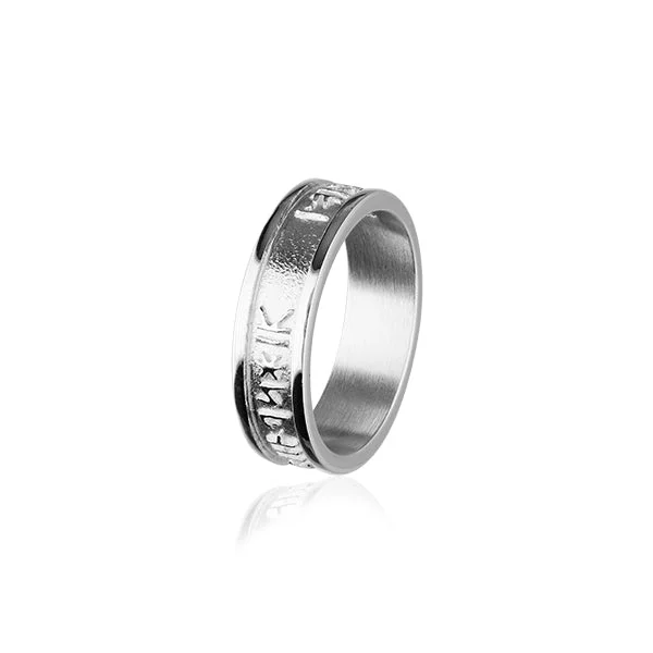 Personalized family rings for keepsake gifts-Runic Silver Ring R237