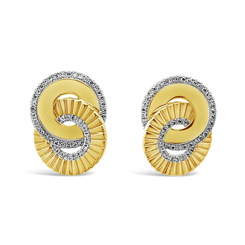 Custom flower earrings for nature-inspired style-Yellow Gold & Diamond Interlocking Circles Earrings