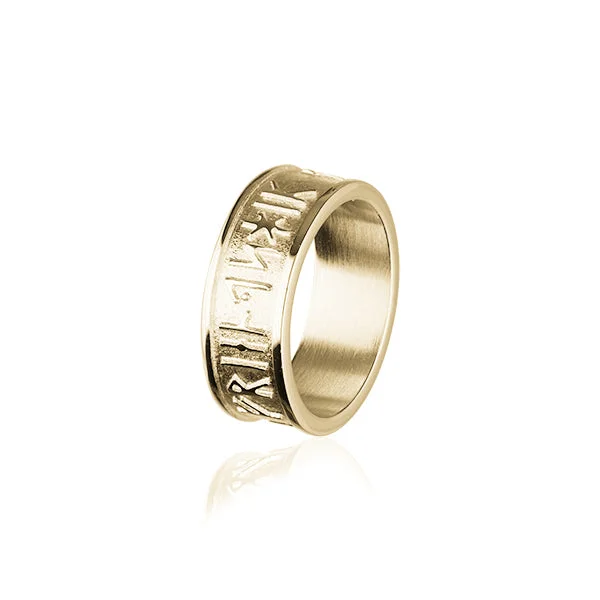 Custom-designed rings for unique personal expression-Runic Gold Ring GR236