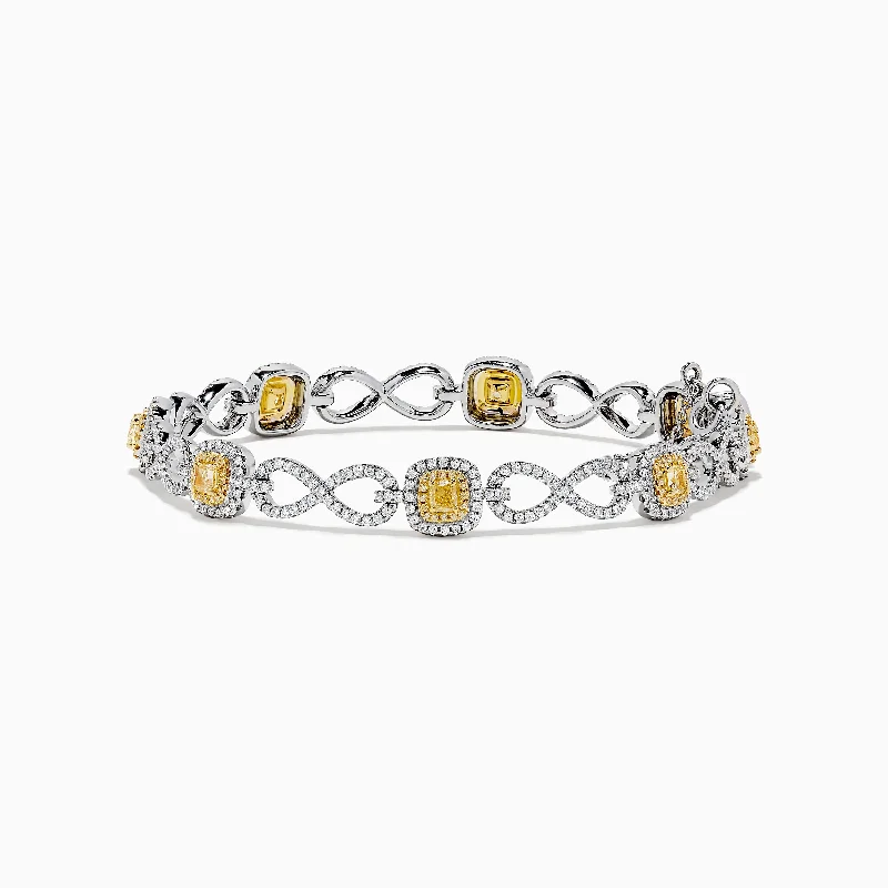 Unique wire bracelets for contemporary design-Canare 14K Two Tone Gold Yellow and White Diamond Infinity Tennis Bracelet 3.34 TCW