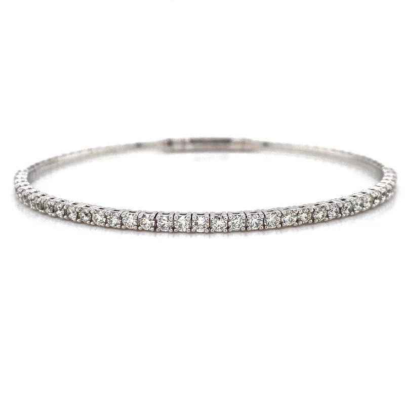 Custom engraved bangles with your name-14K White Gold Diamond Flexible Bangle