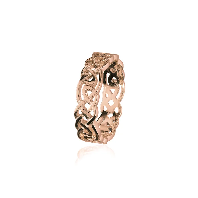 Silver rings with intricate detailing-Celtic Rose Gold Ring RR129