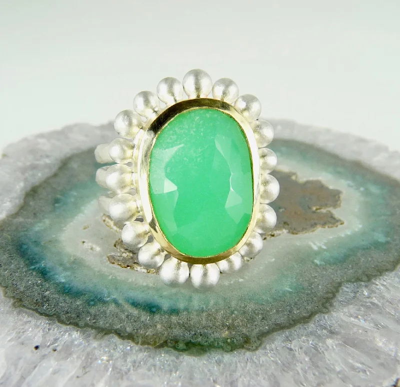 Elegant gemstone rings for formal events-Large Chrysoprase Courtesan Ring