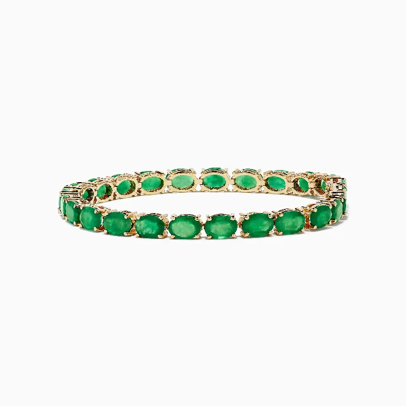 Gemstone beaded bracelets for colorful accessories-Brasilica 14K Yellow Gold Emerald Bracelet