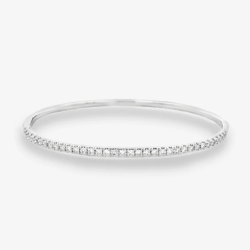 Leather bracelets for rugged charm-French Set Classic 0.90CT Halfway Diamond 2.8MM Bangle Bracelet