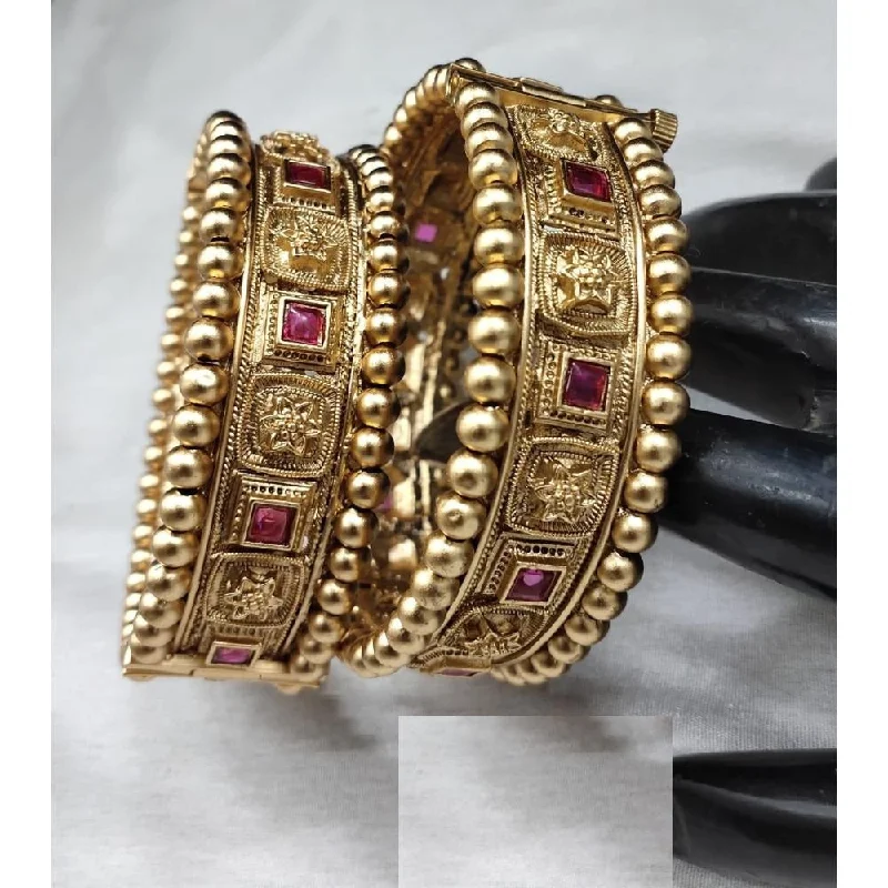 Custom bangles with personalized engraving-Akruti Collection Copper Gold Plated Bangle Set