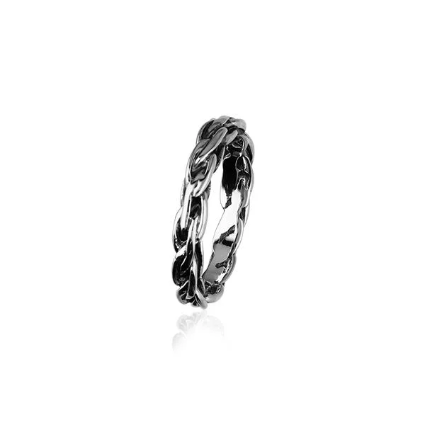 Luxury rings with emeralds and diamonds-Sterling Silver Ring Oxidised with Pattern R82