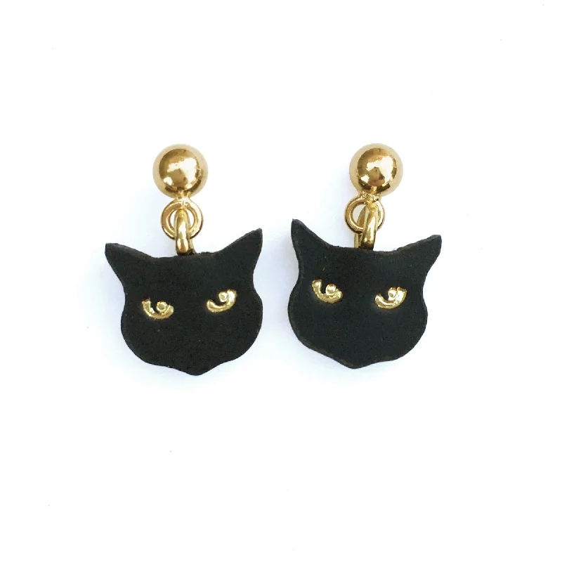 Chic tassel earrings for a boho look-LITTLE BLACK CAT . drop studs