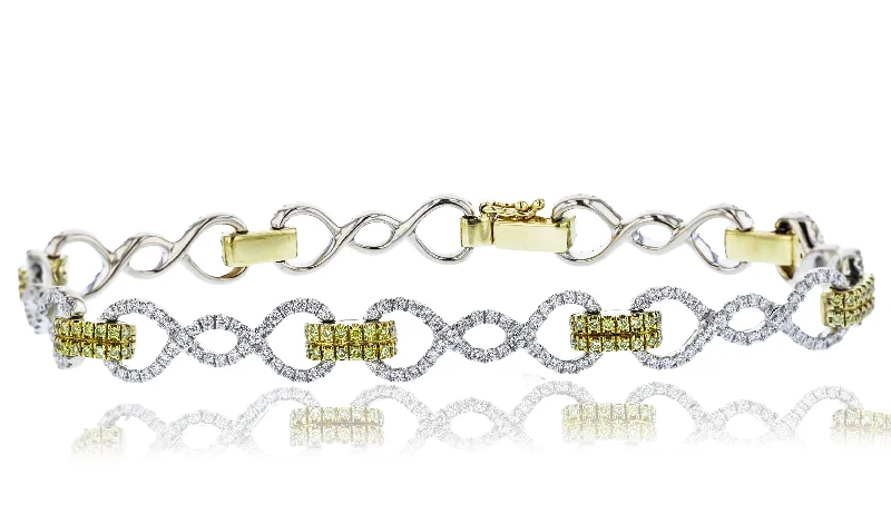 Sparkly crystal bracelets for formal events-JULEVE 18KT GOLD 1.17CTW DIAMOND & 0.53CTW YELLOW DIAMOND BRACELET