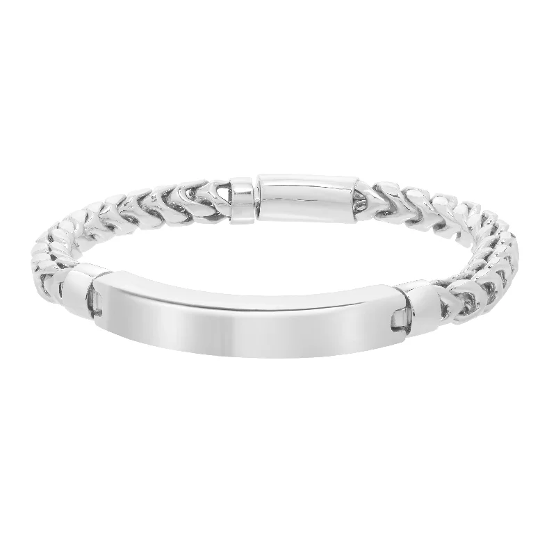 Stackable bracelets for a customizable style-Silver Woven D Bracelet